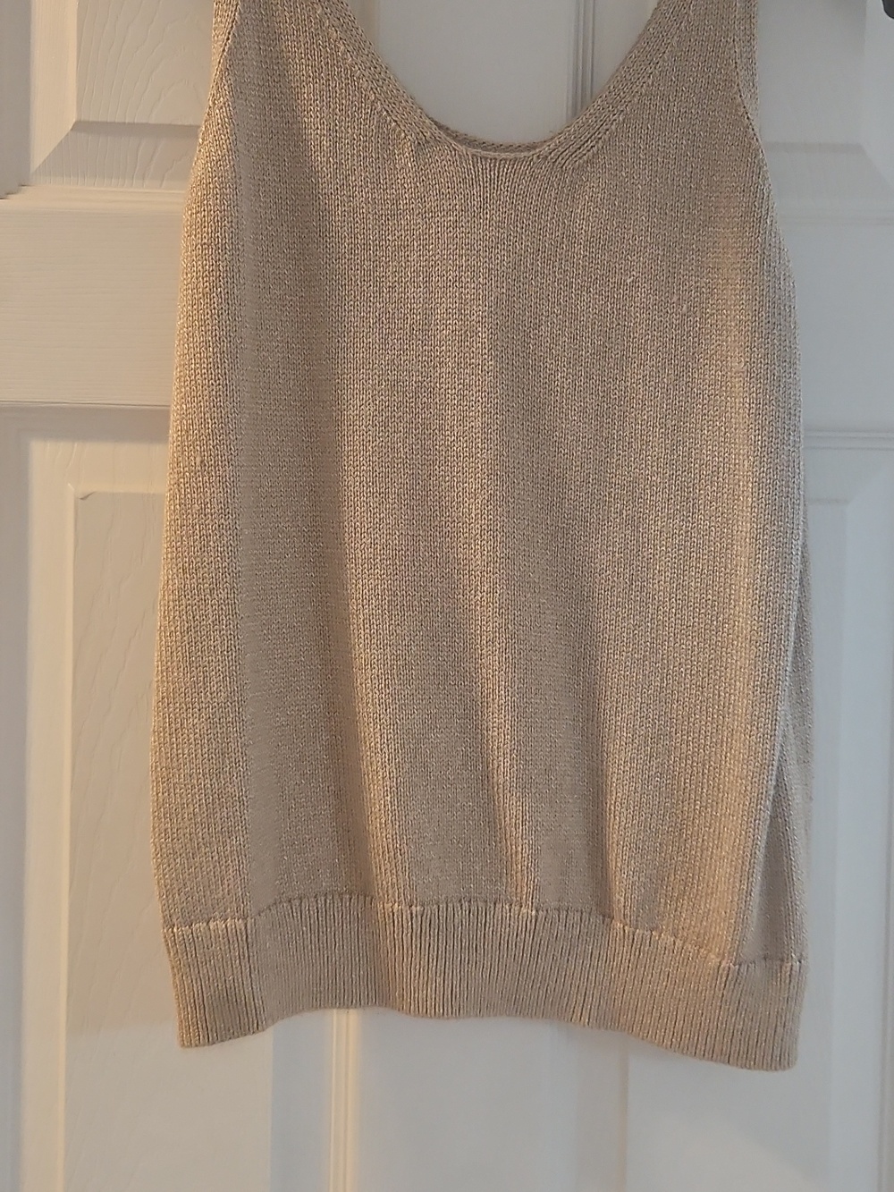 LOFT Metallic Knit Sleeveless Top-Medium